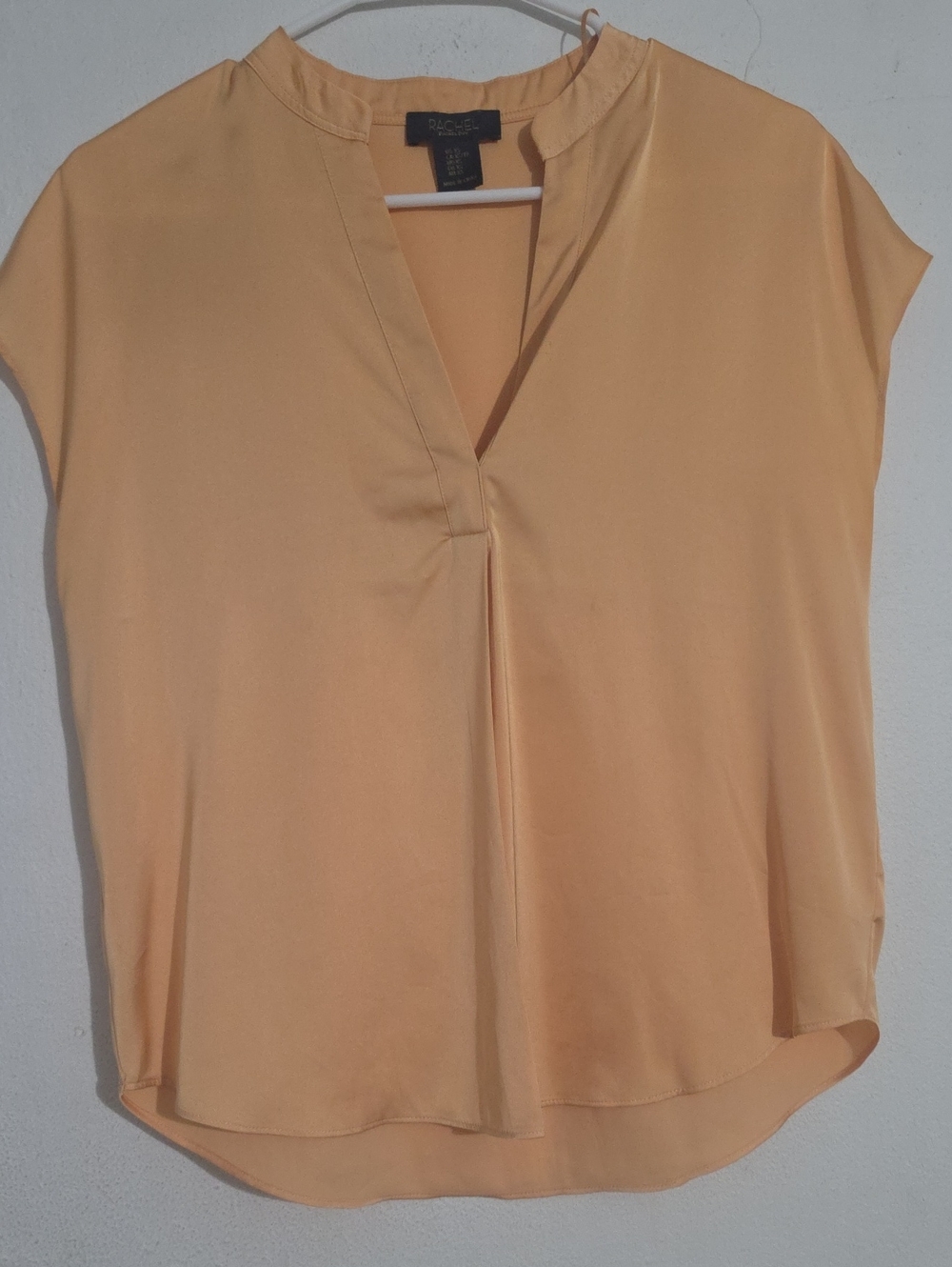 Rachel Zoe Peach Split V-Neck Cap Sleeve Blouse